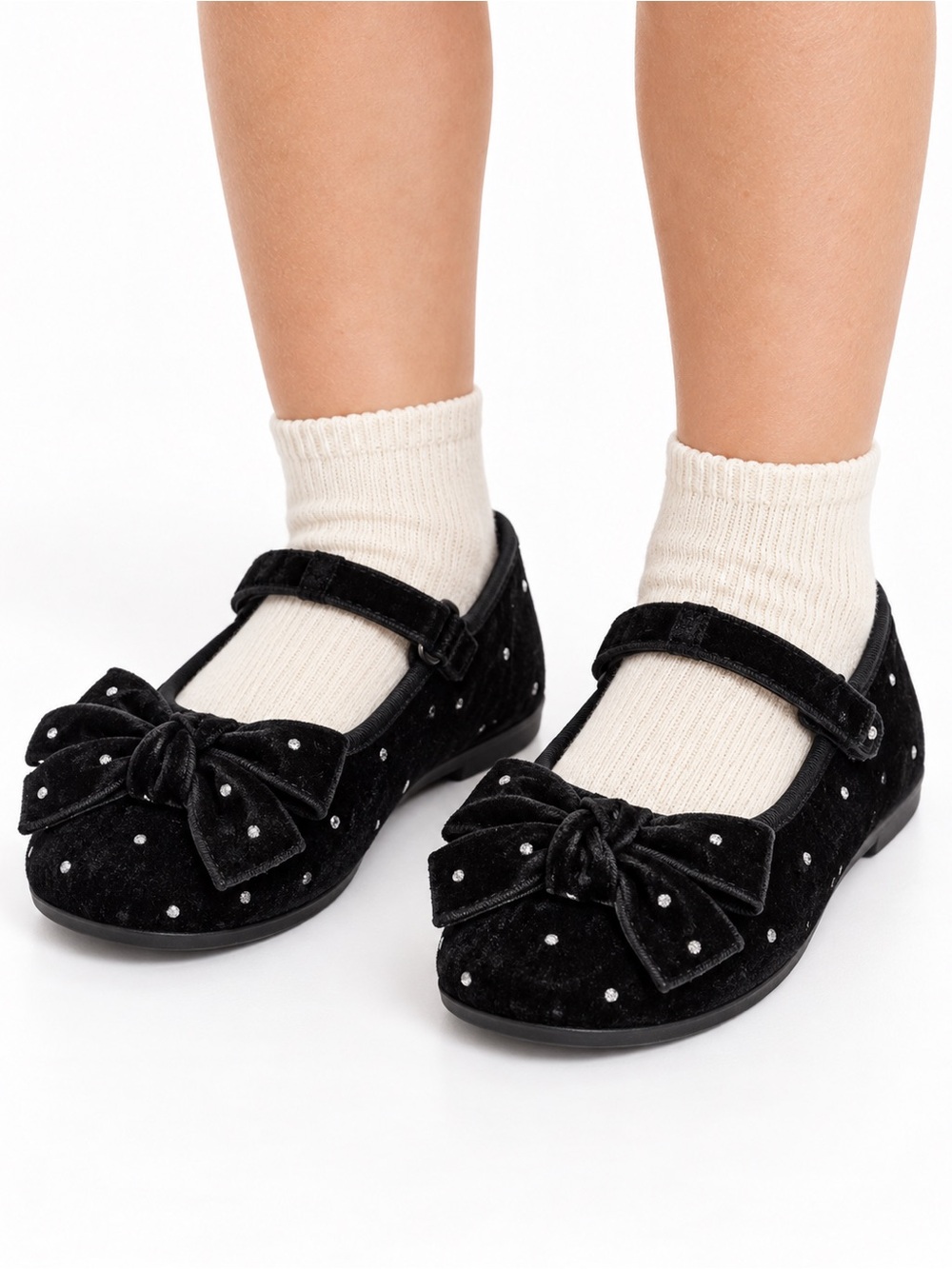 Zara Black Velvet Bow Mary Jane Dress Shoes size 29 Girls